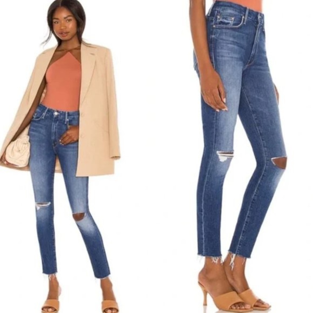 MOTHER High Waist Looker Ankle Fray Furiously Happy Jeans | size 27